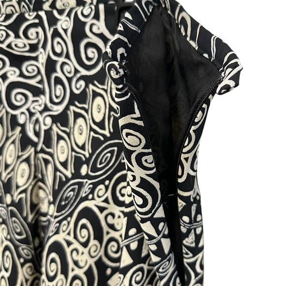 Norton McNaughton Maxi Skirt Black & Gray Swirls Ruffle Hem Size 14 - Picture 3 of 6